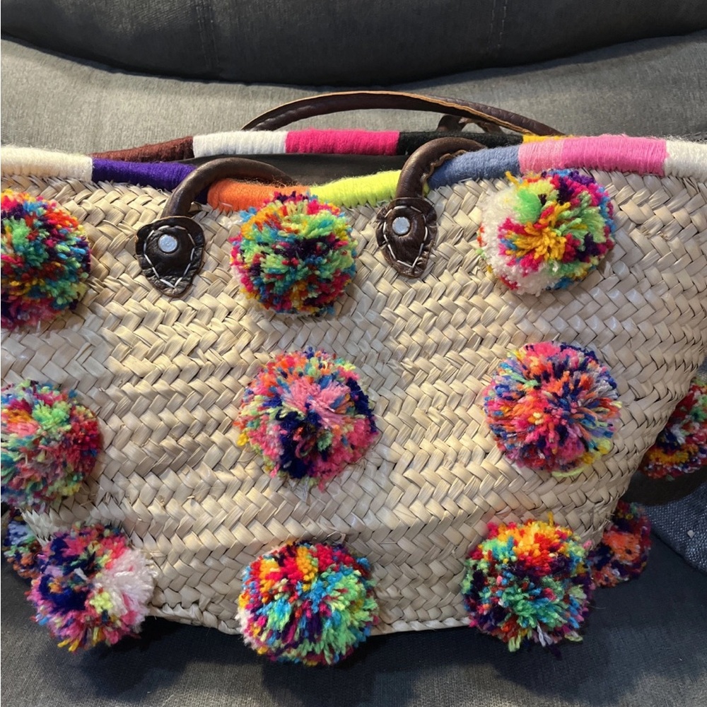 Soeur Du Maroc Large Multicolor Pom-Pom Large Tote